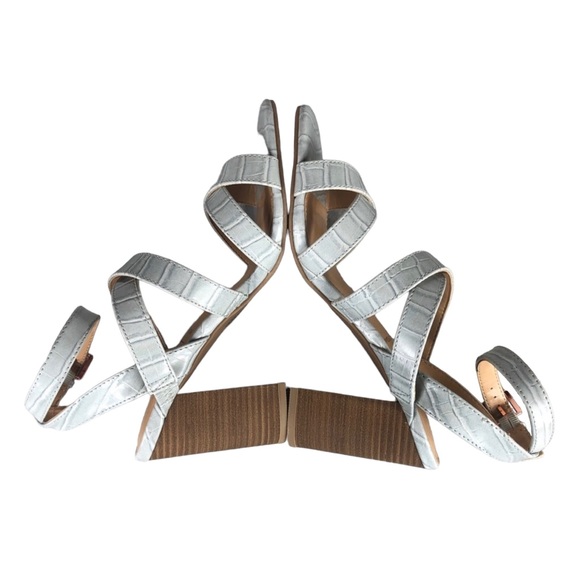 LC LAUREN CONRAD ROOIBOS Gray Croco High Heel Strappy Sandals - Picture 6 of 11